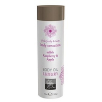 Съедобное массажное масло с ароматом малины и яблока Shiatsu Luxury Body Oil 75мл