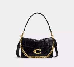 COACH СУМКА ЧЕРЕЗ ПЛЕЧО TABBY С ЦЕПОЧКОЙ И СТЕЖКОЙ, ЧЕРНЫЙ