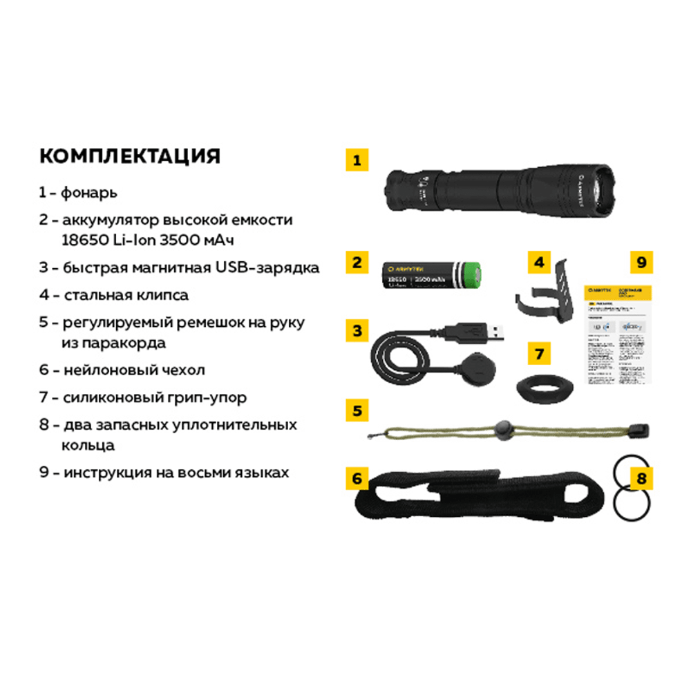 Фонарь тактический Armytek Dobermann Pro Magnet USB, XHP35.2 HI Теплый, 1400 лм, 1x18650 (в комплекте)