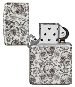 Зажигалка Zippo Skeleton с покрытием Glow in the Dark Green, латунь/сталь, серая, 38x13x57 мм