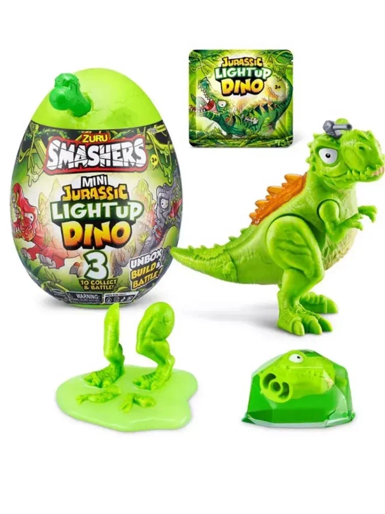 Игрушка сюрприз Smashers mini Jurassic Lightup Dino красный