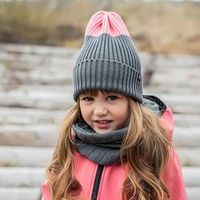 Шапка тыква из смесовой шерсти однослойная с отворотом "Роза/Графит"