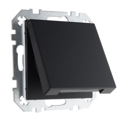 Розетка с заземлением с крышкой, 16А 250В IP44 LAVERO BAROCCO 1013600208 чёрная матовая