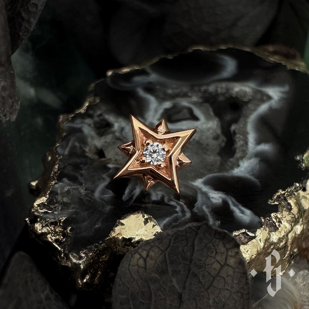 Накрутка "North Star" - Розовое золото - White CZ