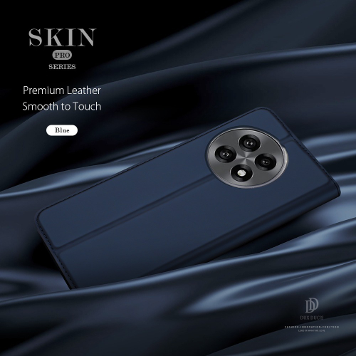 Чехол книжка из PU кожи синего цвета от Dux Ducis для OnePlus 13R, OnePlus Ace 5 и 5 Pro, серия Skin Pro Series Case