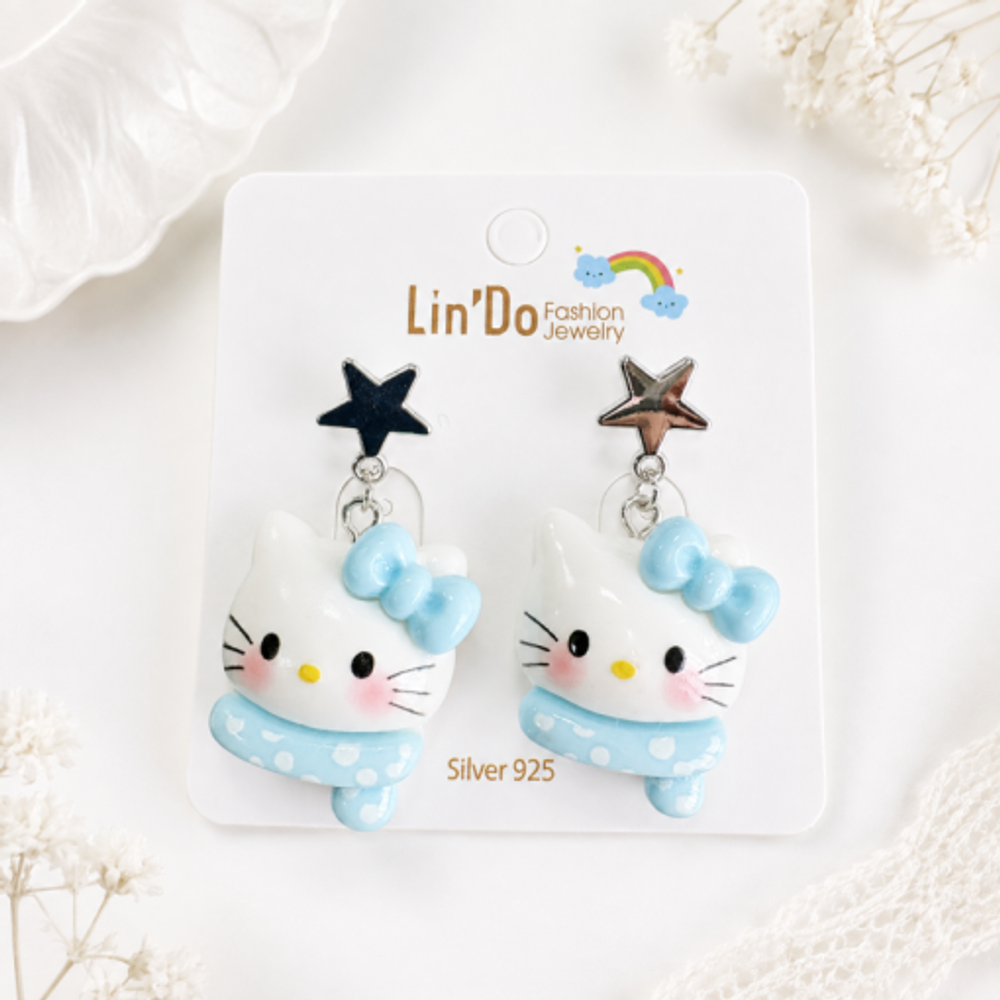Серьги Kt star голубой, 1шт