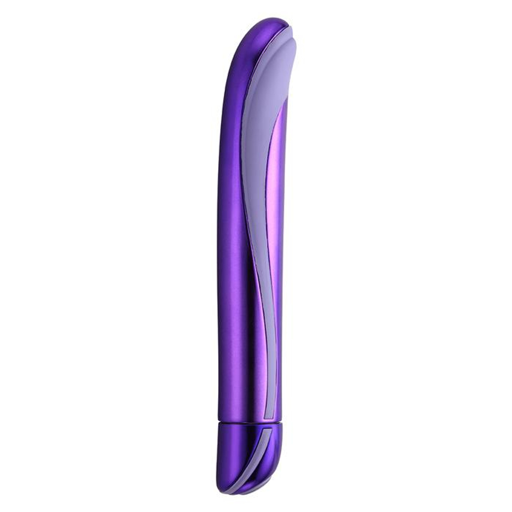 Фиолетовый металлический вибратор с силиконовыми вставками Vibe Therapy Exude - 17 см.