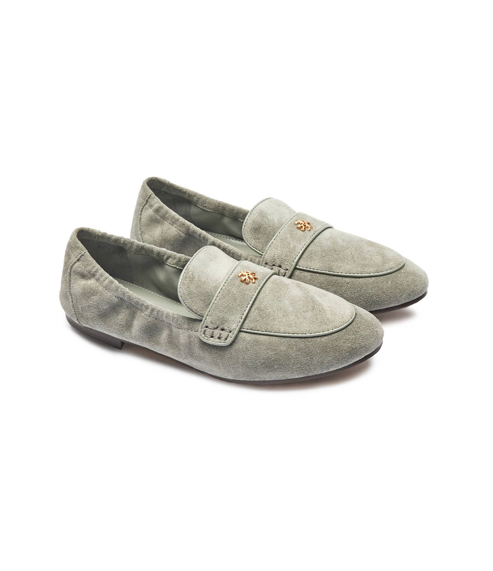 Кожаные мокасины ballet loafer TORY BURCH - серый(156836)