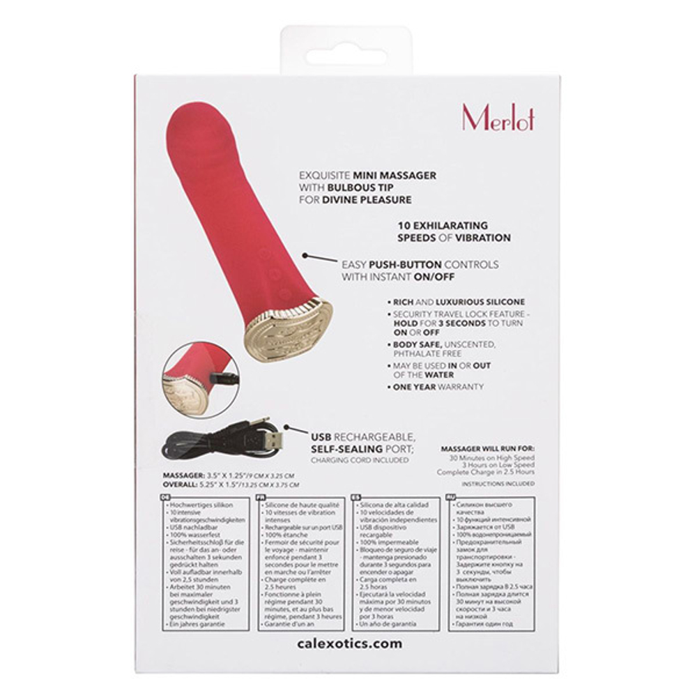 Ярко-розовый мини-вибромассажер 13,25см для стимуляции точки G California Exotic Novelties Uncorked Merlot SE-4370-15-3