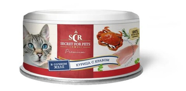 Secret Premium Курица/краб в желе консервы для кошек 85 г