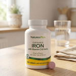 NaturesPlus, железо с витамином C и травами, вишнёвый вкус, 90 жевательных таблеток