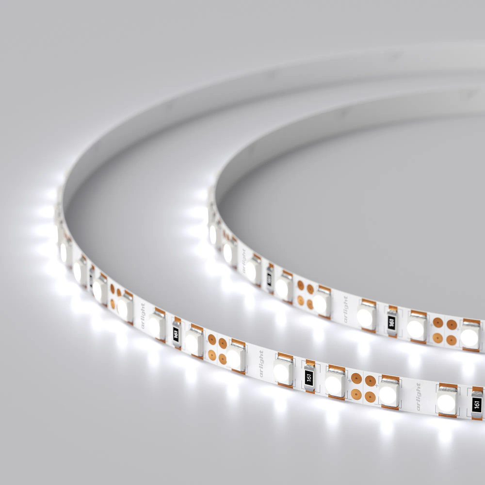 Светодиодная лента RT 2-5000 12V Cool 8K 5mm 2x (3528, 600 LED, LUX) (Arlight, 9.6 Вт/м, IP20) 015005(B)
