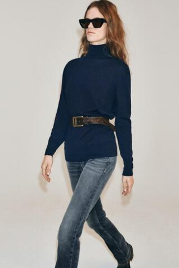 ZARA СВИТЕР ИЗ 100% ШЕРСТИ EXTRASOFT, МОРСКОЙ СИНИЙ
