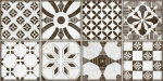 Настенная плитка Alma Ceramica TWU2550BOH17 Boho 24.9x50 белая / коричневая глянцевая / рельефная пэчворк / с орнаментом