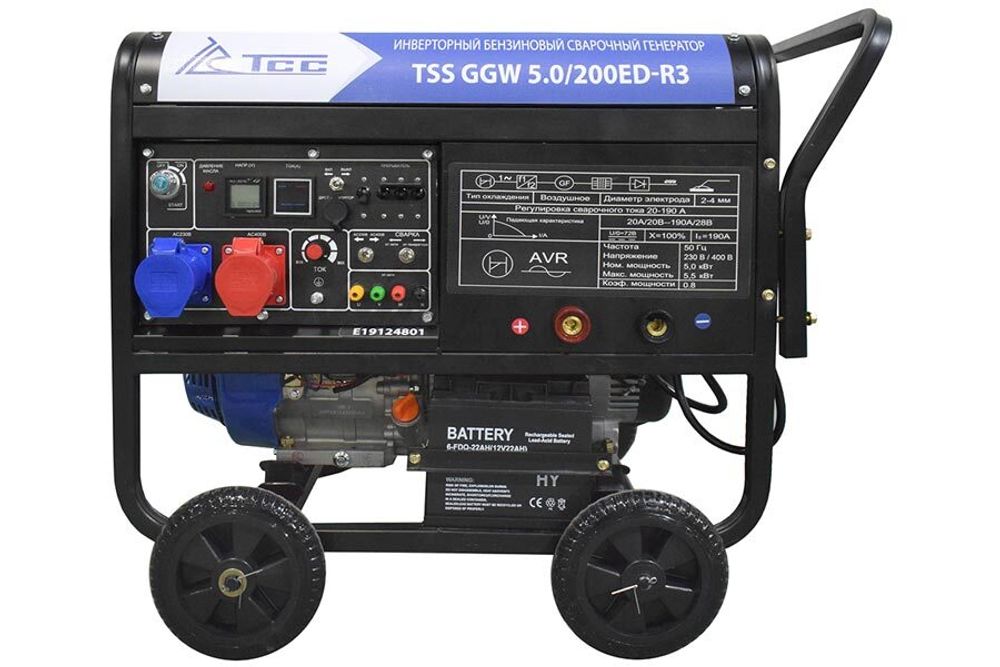 Трехфазный сварочный бензогенератор TSS GGW 5.0/200ED-R3 - [5 кВт / MMA: 20-190А]