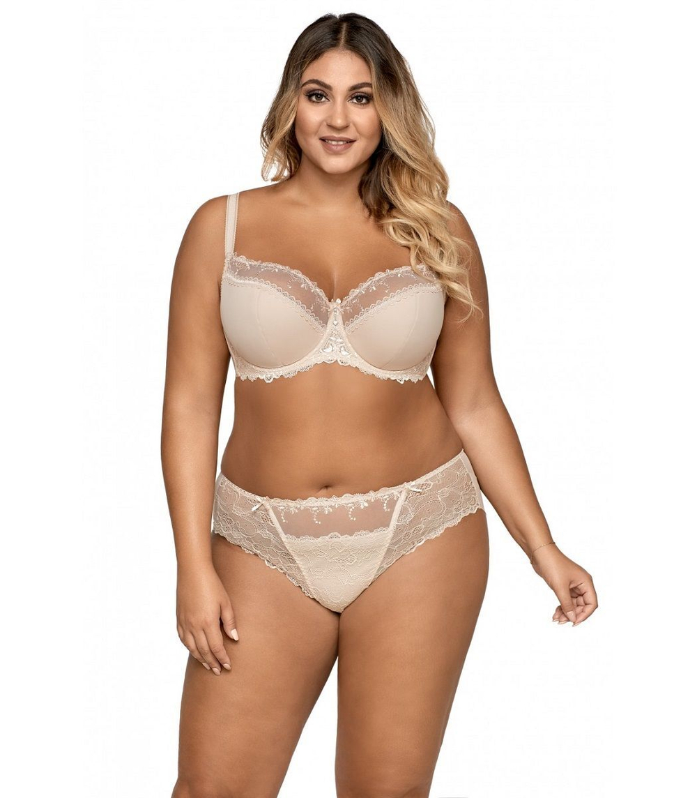 Бюстгальтер plus size с полусшивными чашками с изысканным кружевом (Размер: 75L) (Цвет: черный)