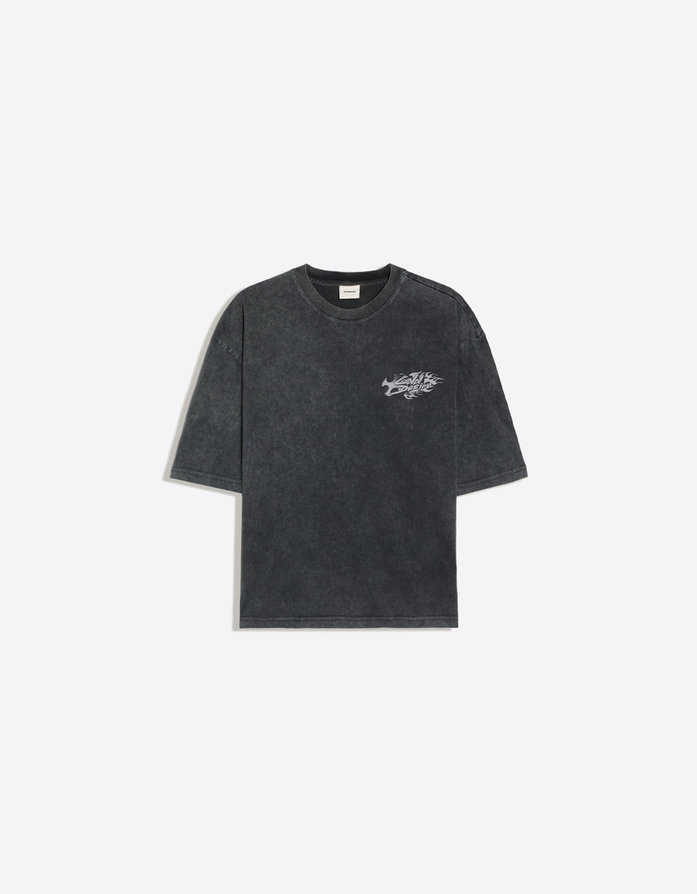 Мужская футболка boxy fit с принтом и эффектом стирки - BERSHKA