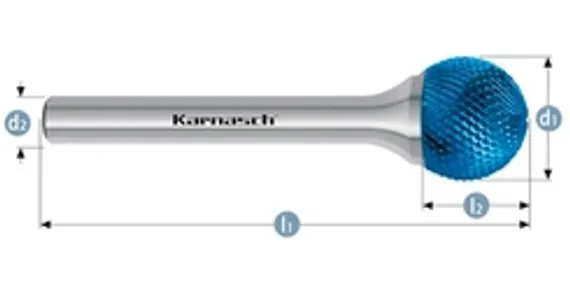 Борфреза твердосплавная Karnasch форма C, 8х20х6х65 мм, насечка HP-3 PRO, без покрытия, арт. 11.4092-020