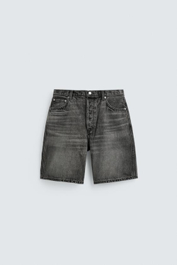 ZARA ДЖИНСОВЫЕ БЕРМУДЫ STRAIGHT FIT, МЯГКИЙ СЕРЫЙ