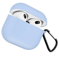 Чехол для Airpods 3 Gurdini силиконовый с карабином Голубой