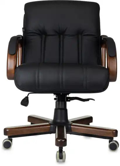 Кресло руководителя Бюрократ T-9932Walnut-Low черный кожа низк.спин. крестов. металл/дерево