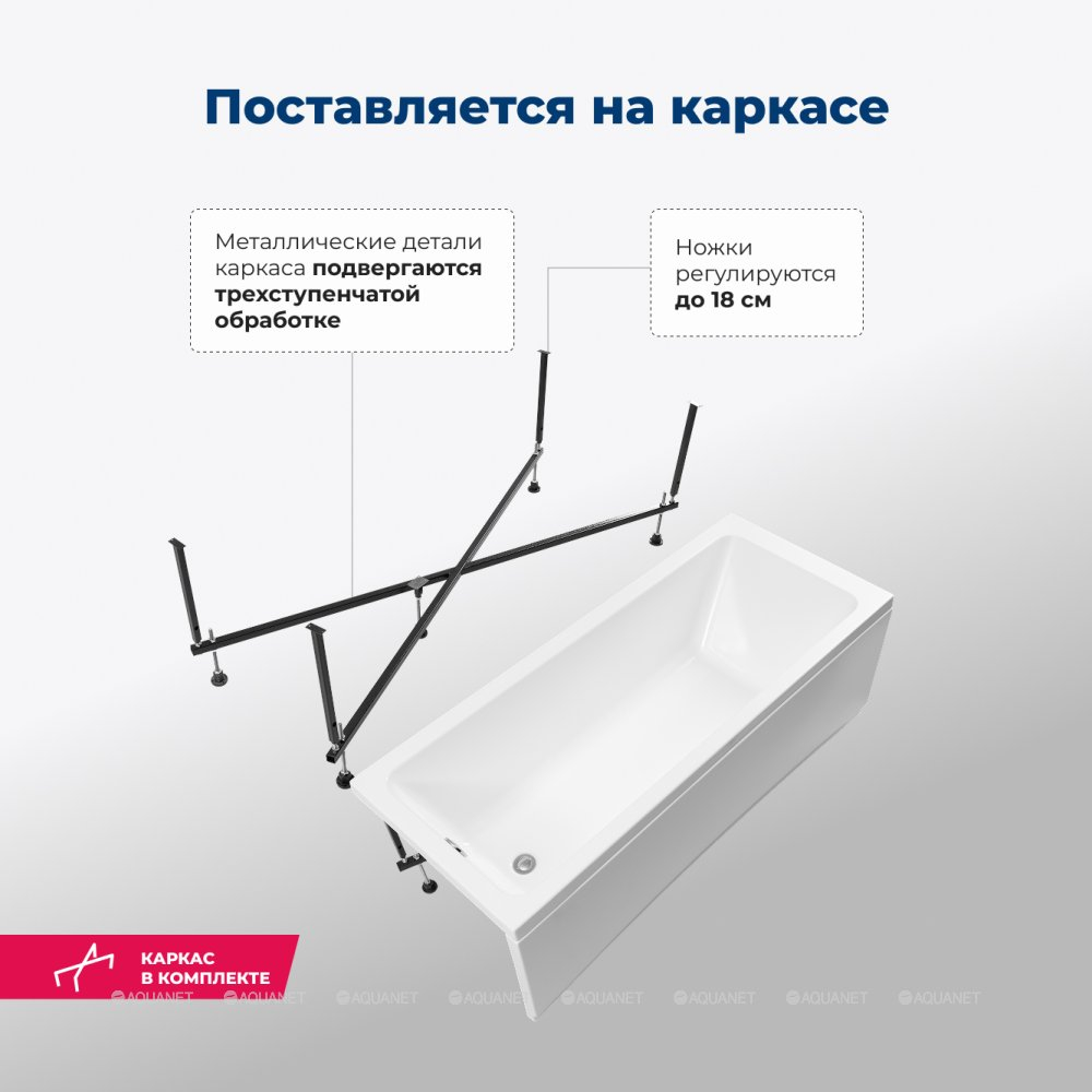 Акриловая ванна Aquanet (Акванет) Agata 150x70 с каркасом