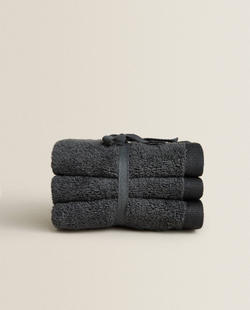 ZARA HOME (НАБОР ИЗ 3 ШТ.) ПОЛОТЕНЦЕ ИЗ ВЫСОКОКАЧЕСТВЕННОГО ХЛОПКА, СЕРЫЙ