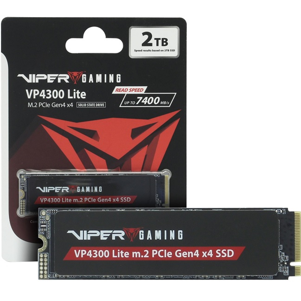 Жесткий диск SSD M.2 2Tb Patriot Viper VP4300 Lite, 7400/6400MBs, 100M IOPS, 3D NAND TLC, PCI-E4.0x4 (VP4300L2TBM28H)