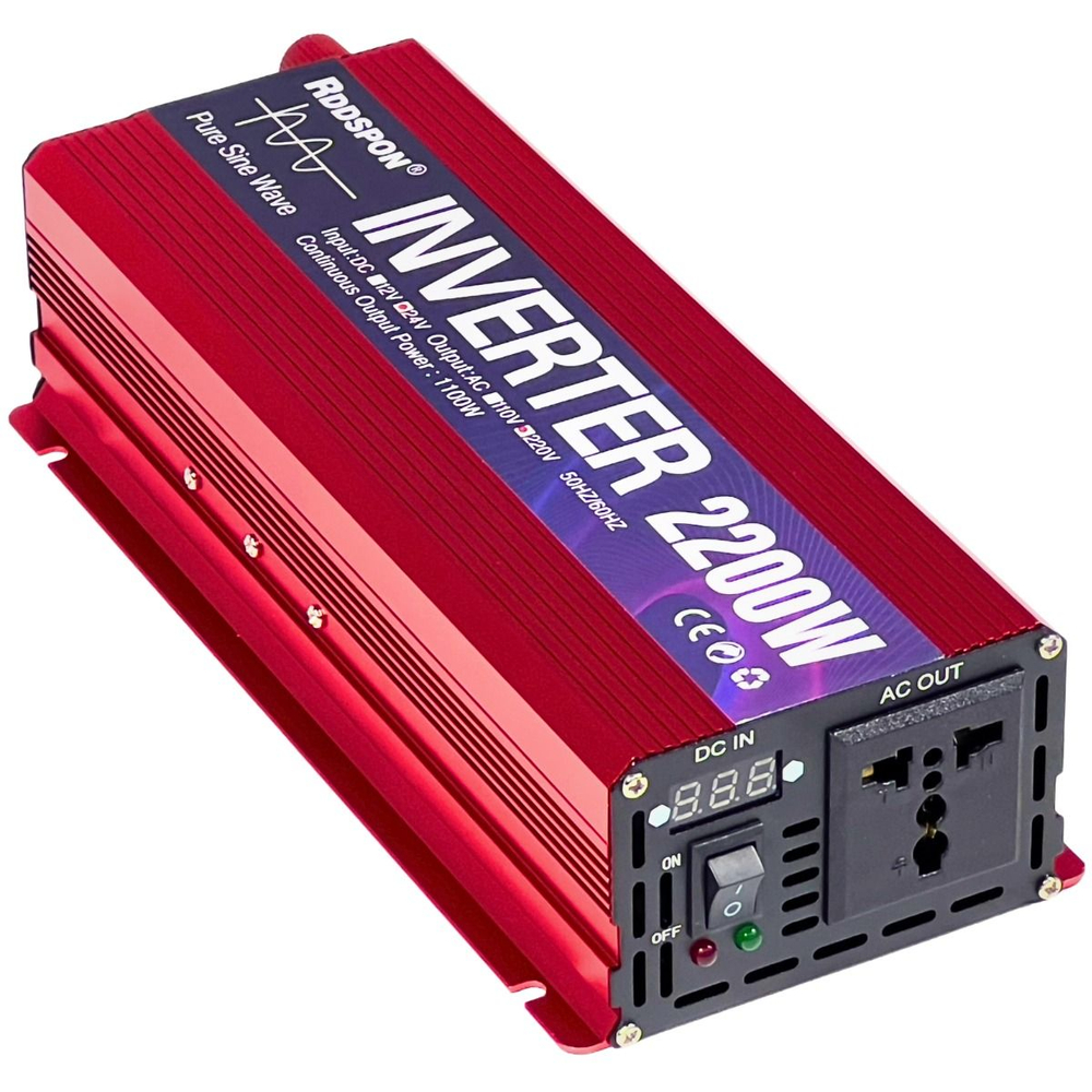 Инвертор 24V-220V 2200W красный RDDSPON