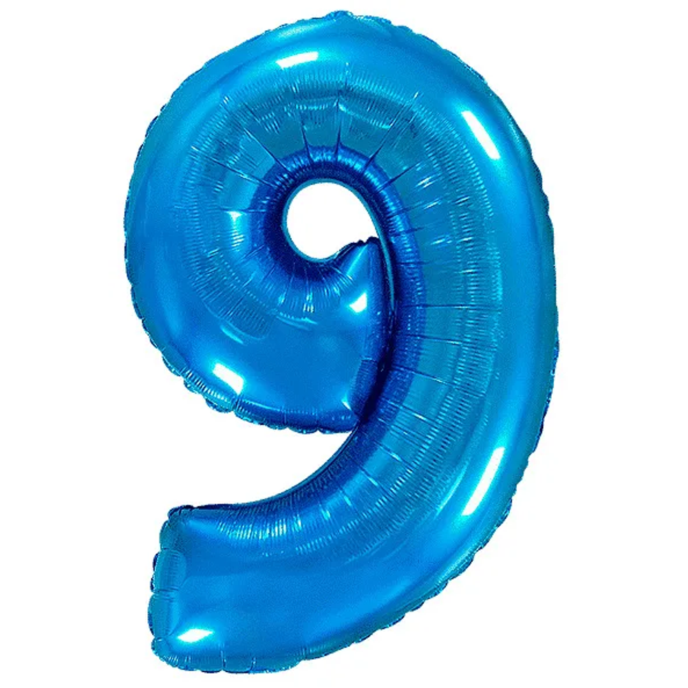 Шар фольга Цифра 9 Blue Синий 102см с гелием