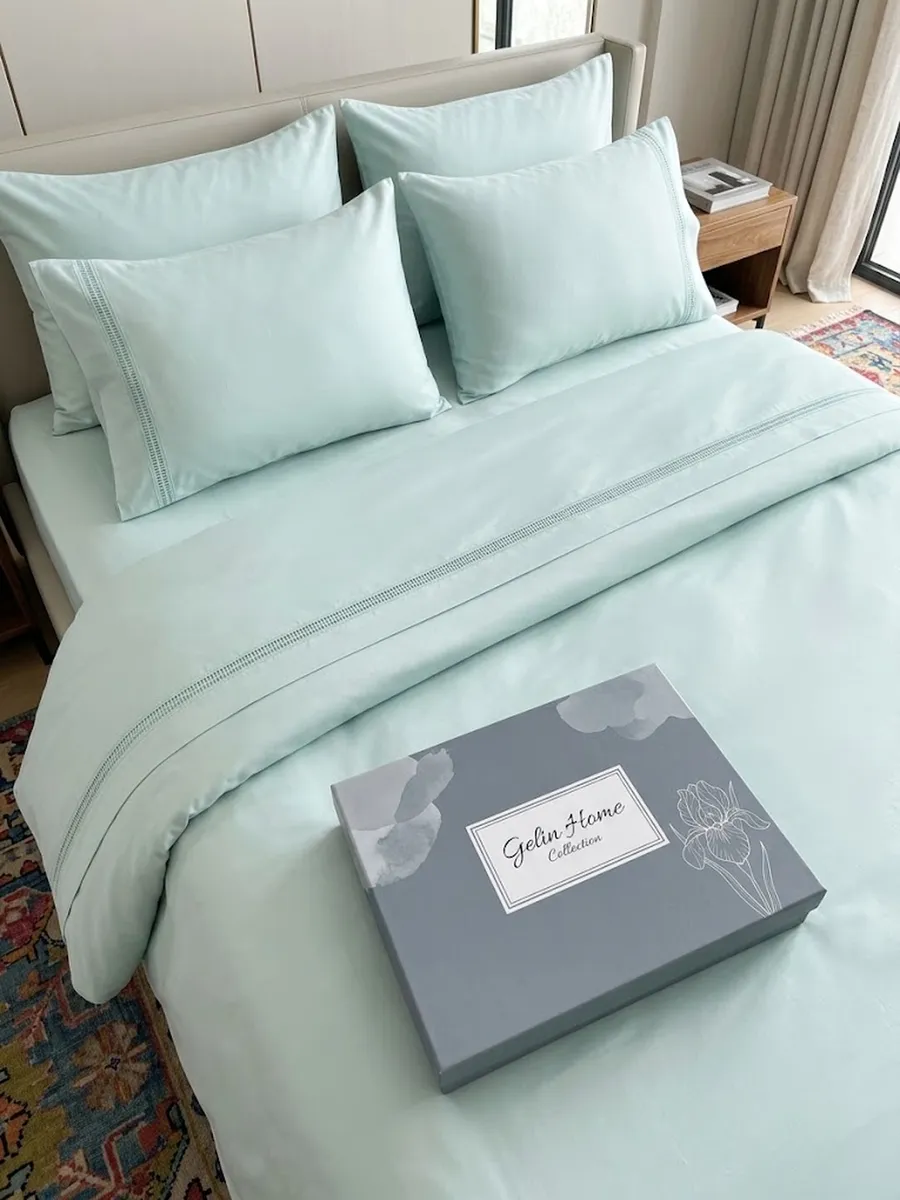 Gelin Home КПБ 6 пр. MIRA цвет мяты пододеяльник 200*220, простынь 240*260, наволочки 50*70 2шт, декоративные наволочки 50*70 2шт GLNN532 — фото 6