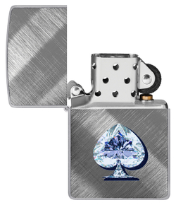 Зажигалка ZIPPO Сверкающая карта Пик с покрытием Диагональное плетение | Gleaming Spade Design Diago
