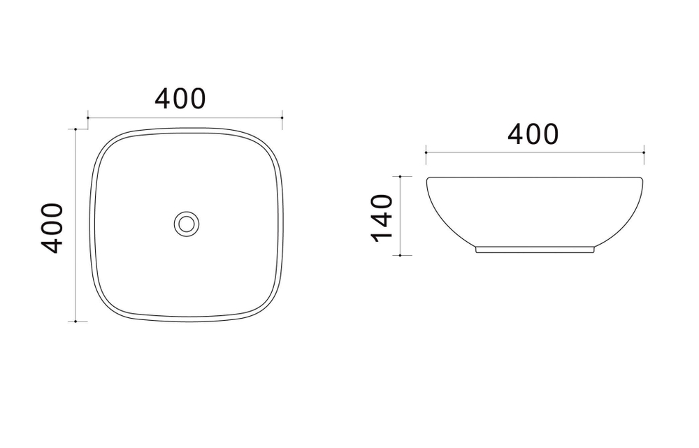 Раковина Azario 40х40х14 накладная, белая (AZ41016)