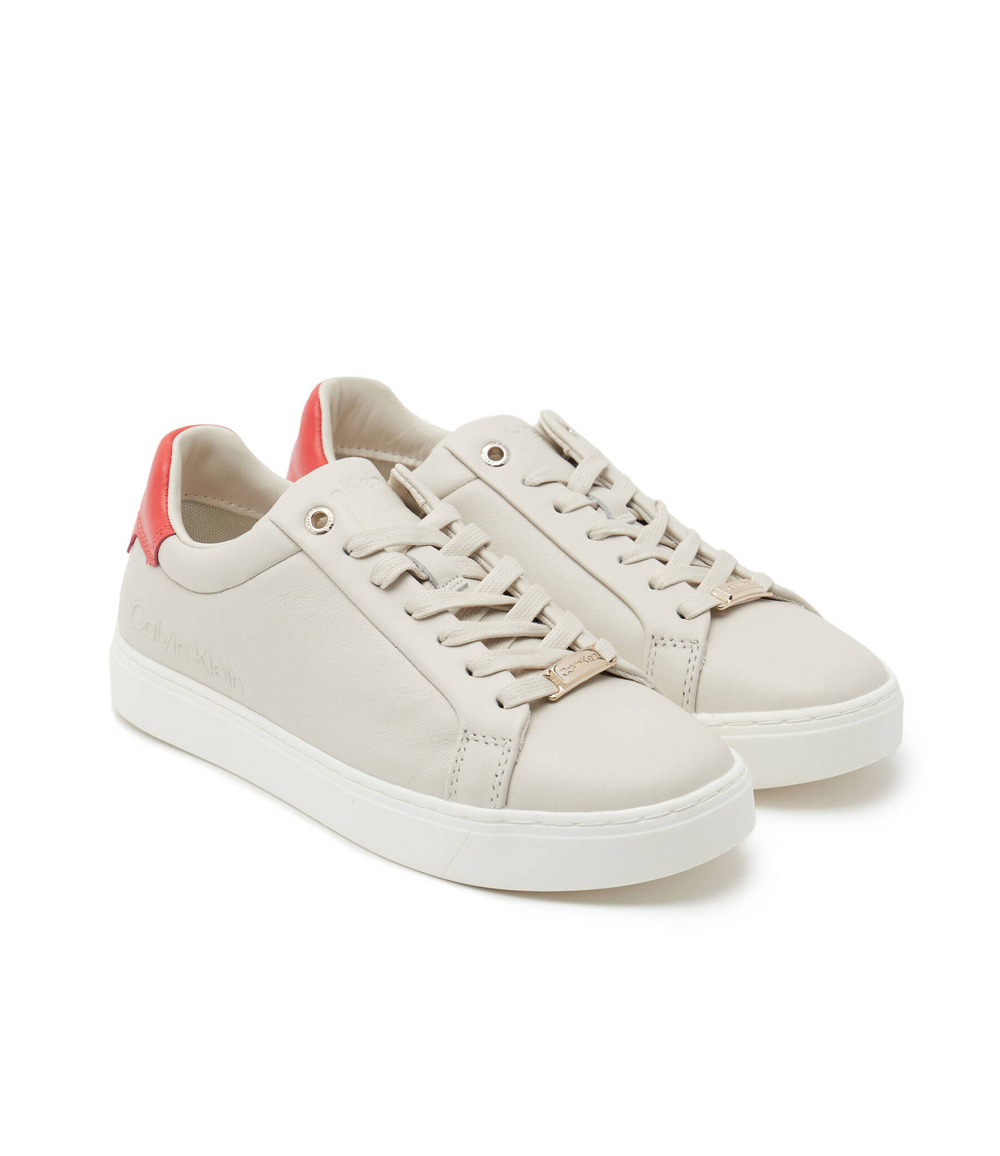 Кожаные кроссовки cupsole lace up Calvin Klein - экрю(HW0HW01326)