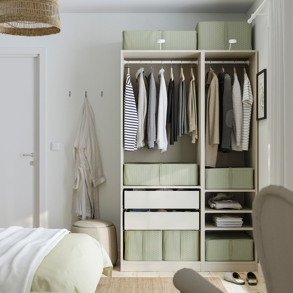 IKEA HEMMAFIXARE  (ИКЕА ХЕММАФИКСАРЕ)  -  Коробка для одежды/белья - цветочный узор/бледный серо-зелёный 44x51x19 см