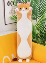 Мягкая игрушка длинный Кот батон, оранжевый, 150 см