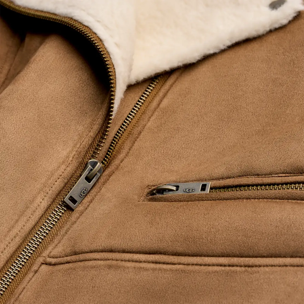 UGG Байкерская куртка Finnian LuxeFluff, каштановый