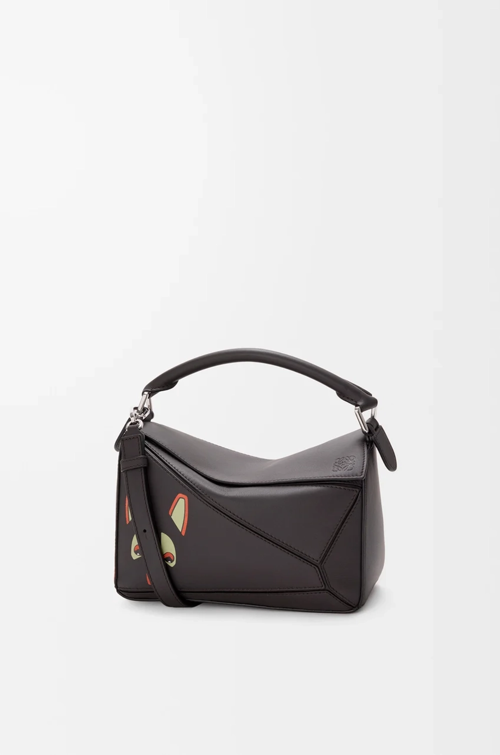 Loewe Маленькая сумка Puzzle Futurist Cat из классической телячьей кожи, темно-серый