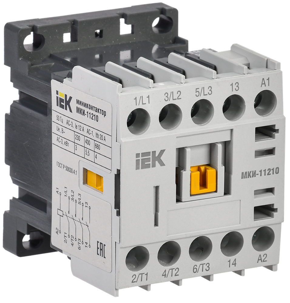 Миниконтактор МКИ-11210 12А 110В/АС3 1NO IEK Миниконтактор МКИ-11210 12А 110В/АС3 1NO IEK