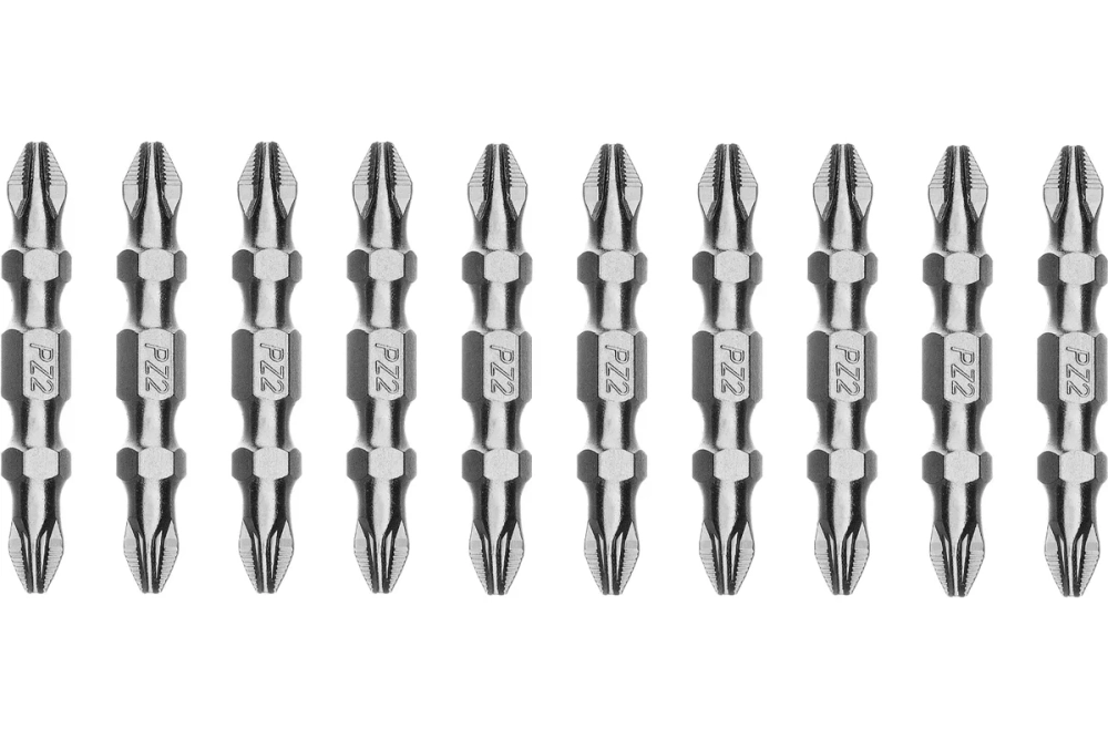 Бита GROSS двухсторонняя, PH2-PZ2, 45мм, сталь S2, 10 шт 112017
