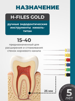 Ручные эндодонтические инструменты STEA H-Files, никель-титан, 25мм, размер 45-80