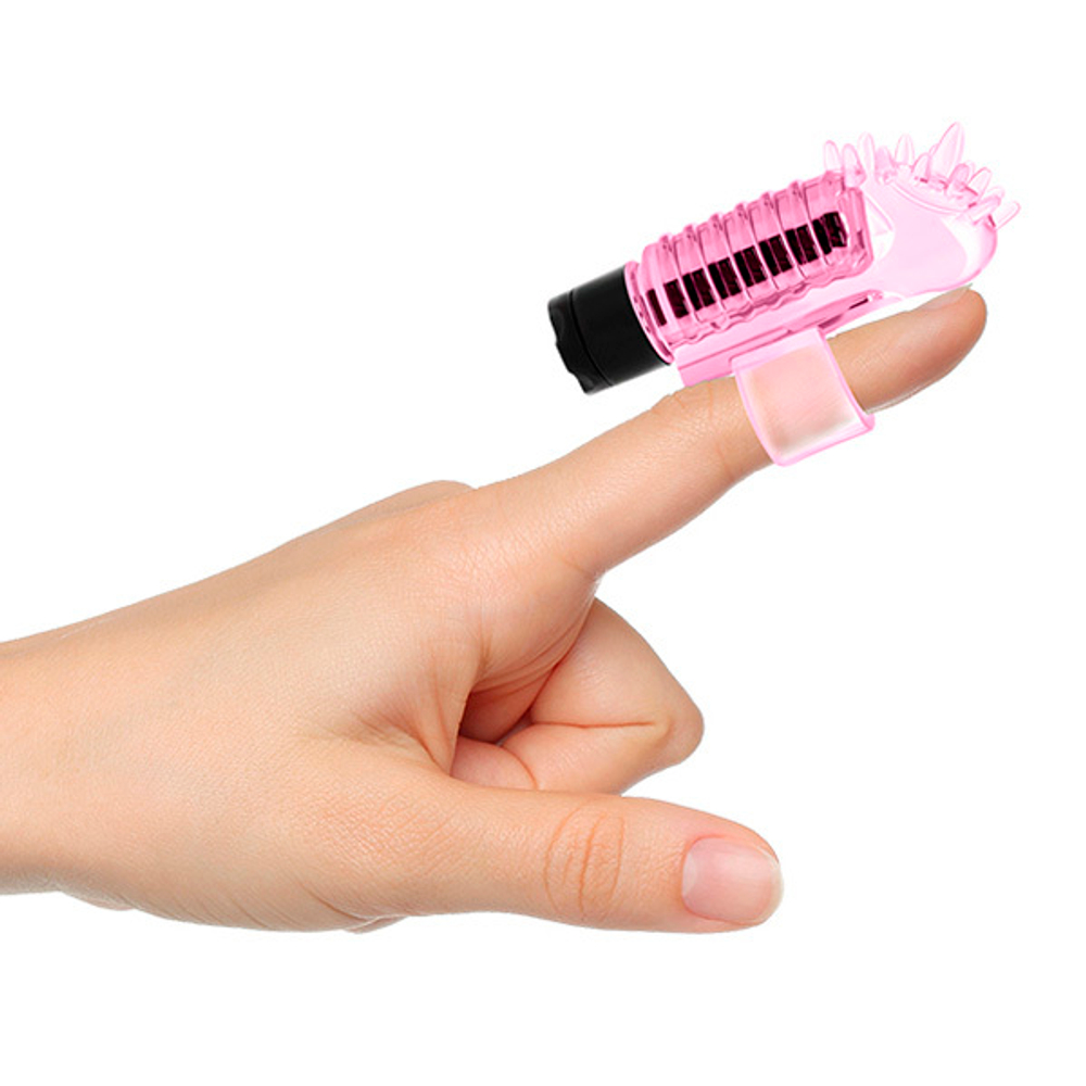 Розовый вибростимулятор 7,6см с шипиками на палец Baile Finger Vibrator BI-010148
