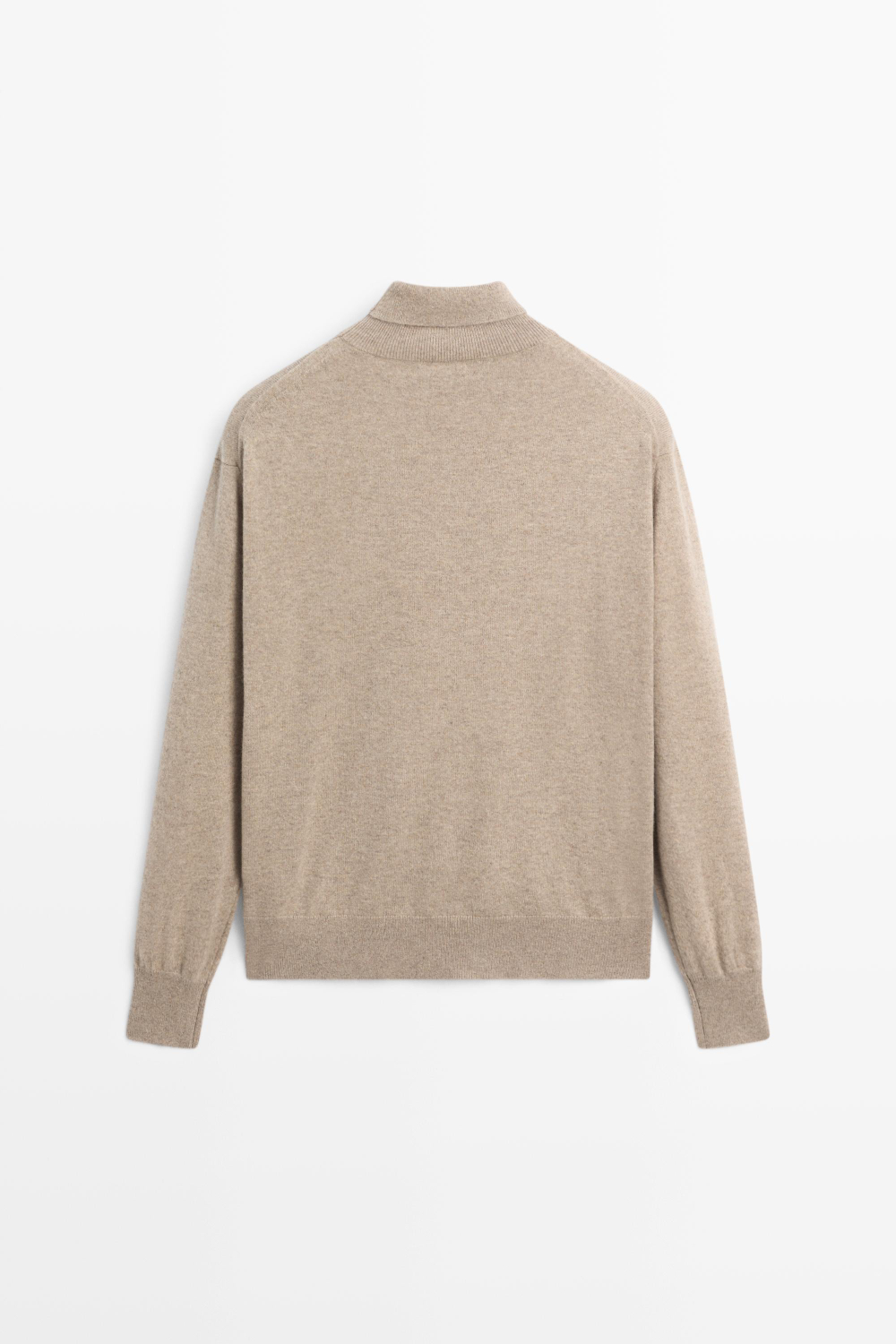 Massimo Dutti Свитер из 100% кашемира с высоким воротником, бежевый
