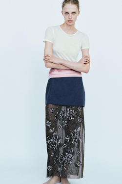ZARA ФУТБОЛКА ИЗ СМЕСИ ЛИОЦЕЛЛА И ШЕРСТИ, БЕЛЫЙ