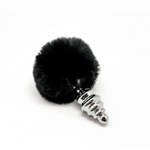 Анальный плаг Alive Fluffy Twist чёрный M (8×3,4 см)