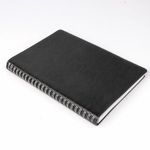 Тетрадь А5 (148x218 мм), BRAUBERG "Office PRO", гибкая, под кожу, гребень, 80 л., черная, 111046