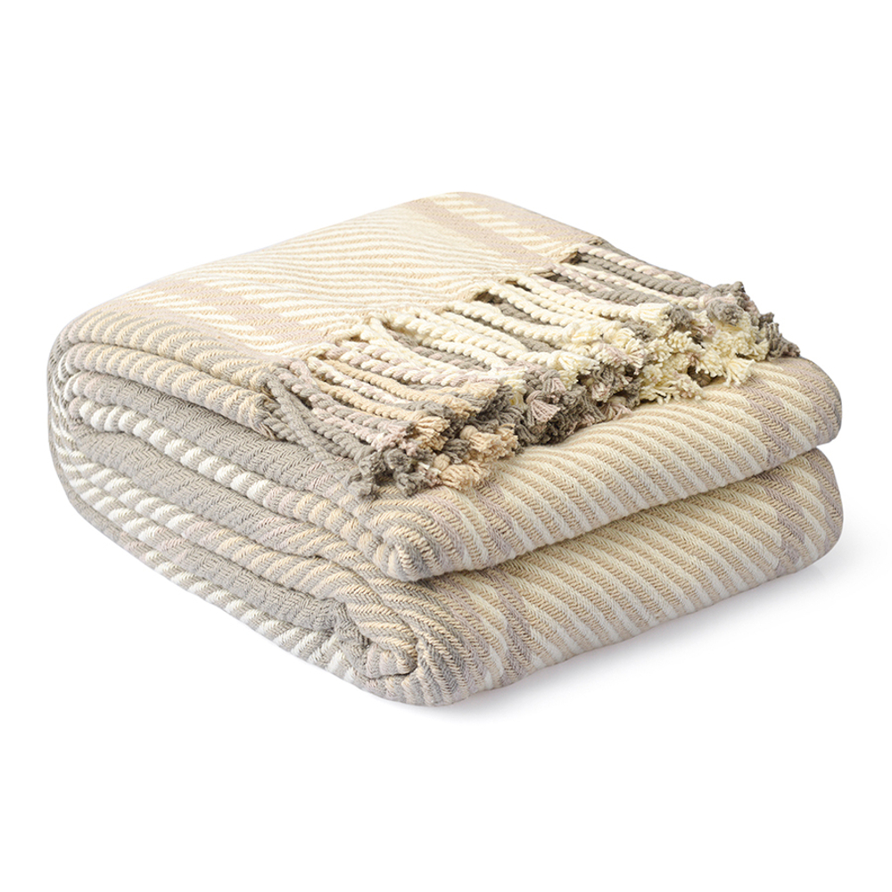 Покрывало из хлопка Warm traditions бежево-серого цвета, 180х250 см