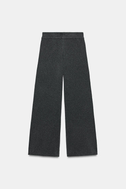 ZARA ШИРОКИЕ ТРИКОТАЖНЫЕ БРЮКИ, МЯГКИЙ СЕРЫЙ