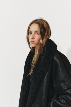 ZARA КУРТКА ИЗ ИСКУССТВЕННОГО МЕХА — ZW COLLECTION, ЧЕРНЫЙ