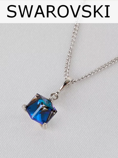 Кулон-кубик Миражи с синим кристаллом Swarovski